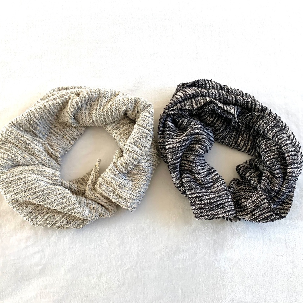 Express Black and Cream Textured Infinity Scarves